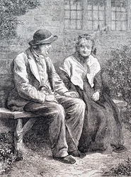 Ett äldre par. Av William Small (1843-1929), en engelsk illustratör. 1880 (gravyr)