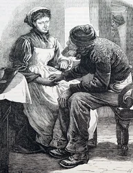 Ett äldre par. Av William Small (1843-1929), en engelsk illustratör. 1880 (gravyr)