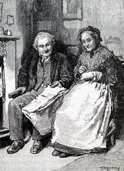 Ett äldre par. Av William Small (1843-1929), en engelsk illustratör. 1880 (gravyr)