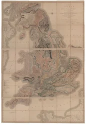 Avgränsning av strata av England och Wales med en del av Skottland Den första geologiska kartan över