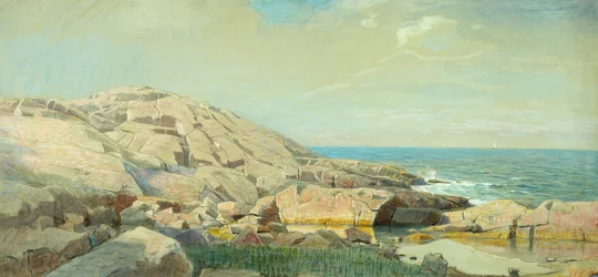 Maine Coast at Sunset (blandade media på papper)