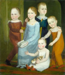 Fem barn i familjen Budd, ca 1818 (olja på duk)