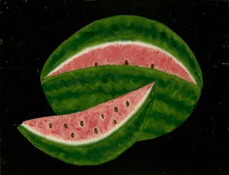 Vattenmelon, mitten av 1800-talet (baksidesmålning på glas)