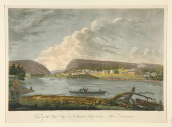 Utsikt över Water Gap och Columbia Glass Workshop