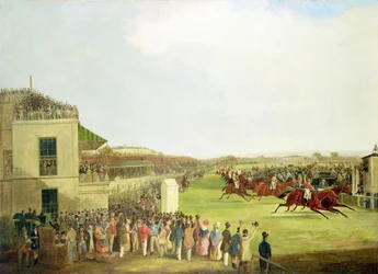 Överste Peels "The Dey of Algiers", med Nat Flatman uppe, vinner 1840 års Chester Cup (olja på duk)
