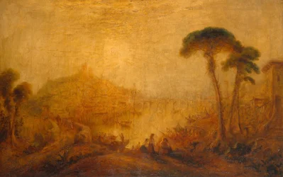 Forntida landskap med figurer