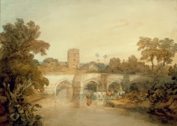 Bromfield vid floden Onny, nära Ludlow, Shropshire