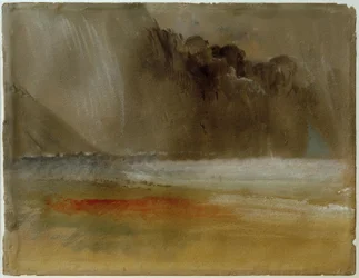 Högt åskmoln över hav och sand