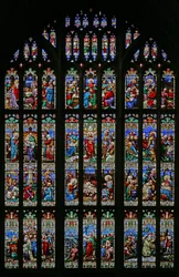 Födelsekyrkan och doptema, 1859 (målat glas)