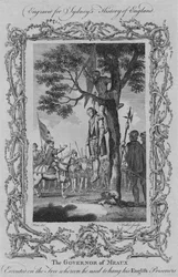 Guvernören i Meaux avrättades på trädet där han brukade hänga sina engelska fångar, 1773.