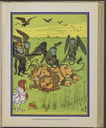 Han Aporna lindade många spolar runt hans kropp", illustration från "Den underbara trollkarlen från Oz" av Lyman Frank Baum