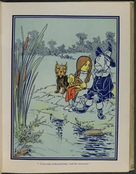 "Jag blev till igår", sa fågelskrämman", illustration från "Den underbara trollkarlen från Oz" av Lyman Frank Baum