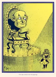 "Ögonen tittade på henne eftertänksamt." från "The Wonderful Wizard of Oz" av L. Frank Baum
