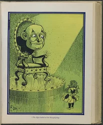 "Ögonen tittade på henne eftertänksamt", illustration från "Den underbara trollkarlen från Oz" av Lyman Frank Baum