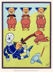 Huvdet sköt framåt och träffade fågelskrämman. från The Wonderful Wizard of Oz av L. Frank Baum