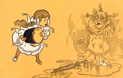 Den elaka häxan från Väst smälter bort, ur ”Trollkarlen från Oz” av L. Frank Baum