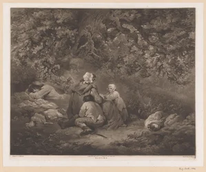 Vilande familj i en skog Gips (titel på objekt)