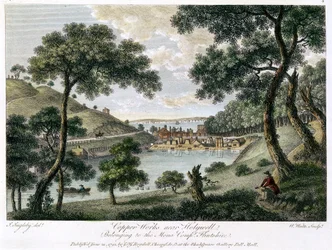 Copperworks nära Holywell, Flintshire, Wales ägs av Mona Company, 1792