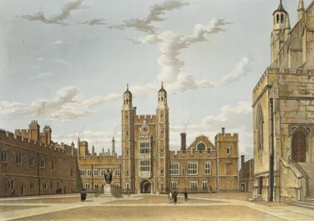 Eton College Great Court, från "History of Eton College", en del av "History of the Colleges;, graverad av J. Bluck (fl.1791-1831) pub. av R. Ackermann, 1816 (akvatint)