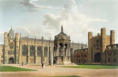Court of Trinity College, Cambridge, från "The History of Cambridge", graverad av J. Bluck (fl.1791-1831), pub. av R. Ackermann, 1815 (färgakvatint)