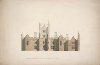 Upphöjning av en föreslagen design för Cambridge Colleges