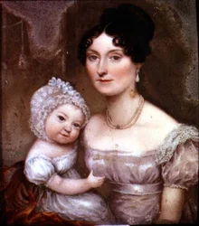 Lady FitzHerbert med ett av sina yngsta barn, ca 1817 (skiffer)
