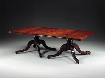 Irländsk George IV matbord med två piedestal, ca 1825 (mahogny)