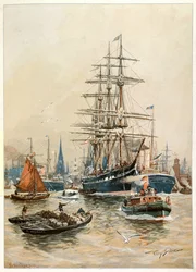 Hamnen i Hamburg, 1900-talet (illustration)