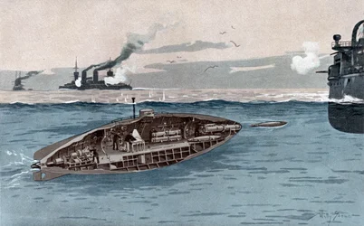 Ubåt, ca 1905 (akvarell)