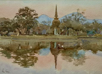 991 Sukhothai, Thailand - tid att tända ljusen