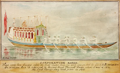 The Corporation Barge (bläck och akvarell på papper)
