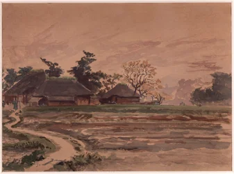 Landskap med hus
