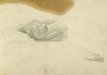 Studie för sovande kvinna för Santissima Trinita, ca 1924-30 (penna på papper)