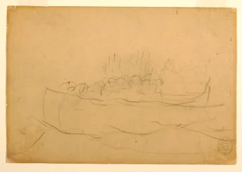 Teckning, En dory fylld med män, 1881-82
