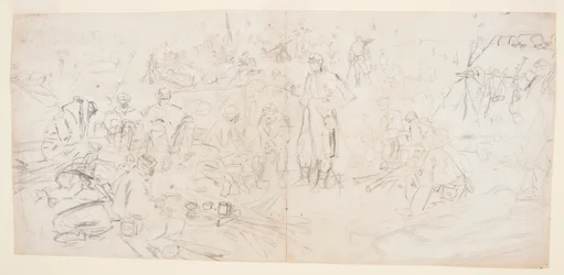 Teckning, "Ett arméläger", 1862