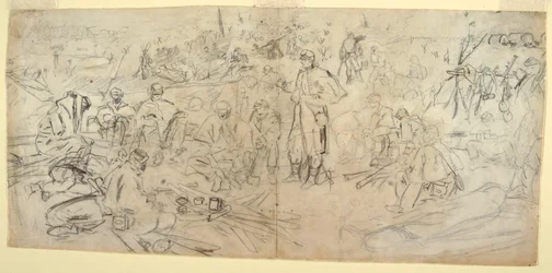 Teckning, "Ett arméläger", 1862