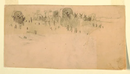 Teckning, arméns vagntåg, 1862