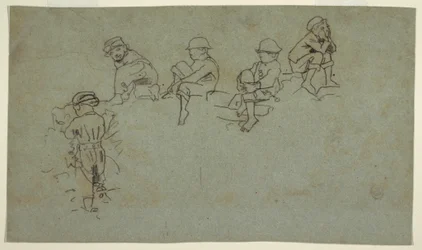 Teckning, Fem skisser av unga pojkar, ca 1872