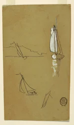 Teckning, Fyra skisser av slupar, 1880
