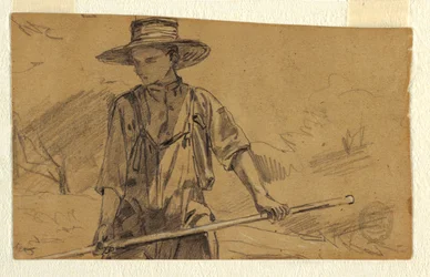 Teckning, slåtter, ca 1864
