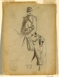 Teckning, officer i beridet kavalleri, 1862