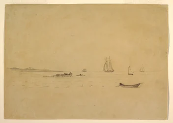 Teckning, Landtunga med fyr, ca 1880