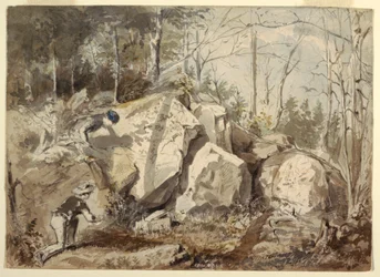 Teckning, Uppsättning av ekorrfälla, ca 1855