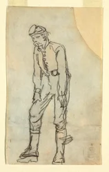 Teckning, Soldat med pipa i munnen, 1862