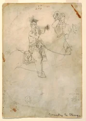 Teckning, Blåsning till anfall, ca 1862