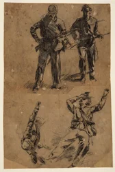 Teckning, Studier av soldater, 1863-65
