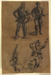 Teckning, Studier av soldater, 1863-65