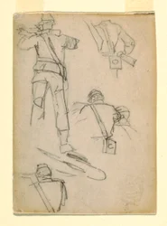 Teckning, Studier av soldater som siktar, 1862