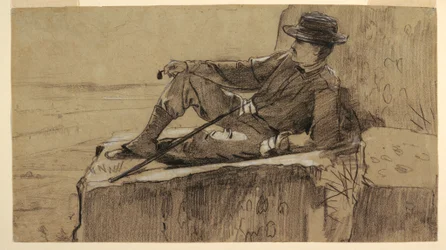 Teckning, studie till "Bergsklättrare som vilar", 1868-69