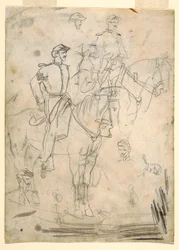 Teckning, Två skisser av en officer, 1862